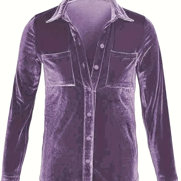 New Velour button down shirt in lavender - Picture 3 of 3